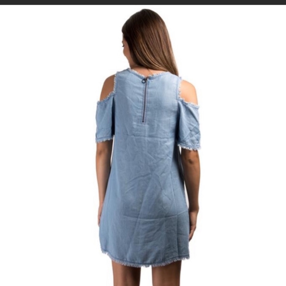 PPLA chambray cold shoulder dress size M